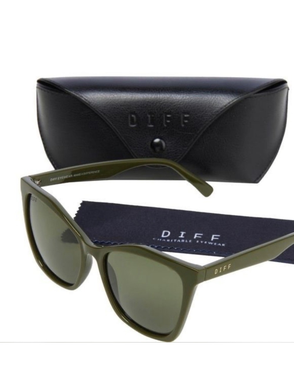 DIFF Eyewear Cassidy Polarized Sunglasses Cat-Eye Green New